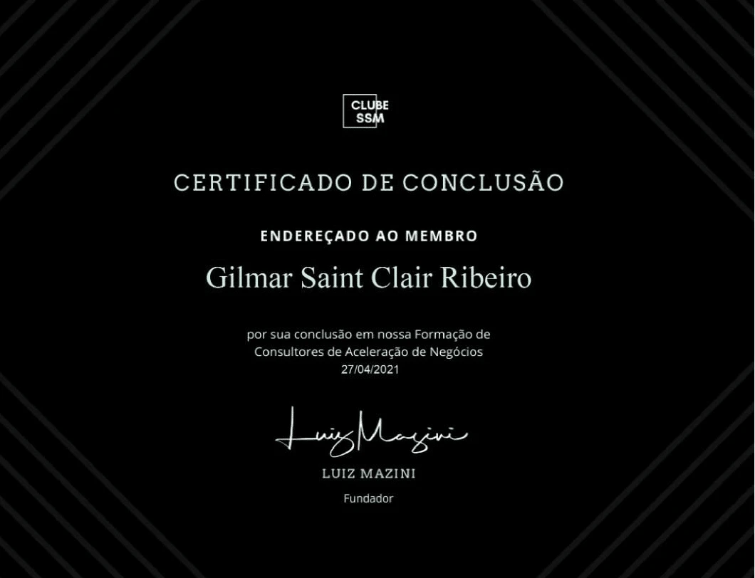 Certificado de consultoria de negócios, Clube SSM, 2021
